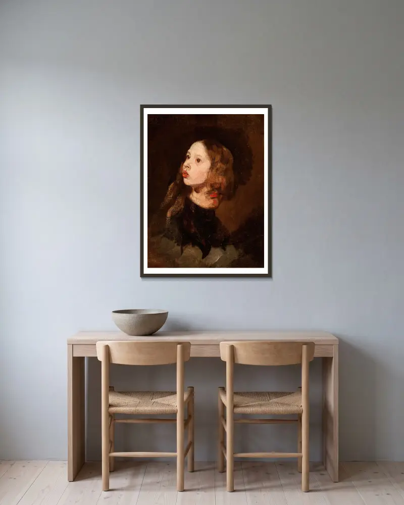 Bildnis der Maria Michałowska von Piotr Michałowski gerahmt an einer Wand
