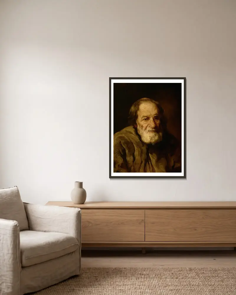 Study of an Old Peasant av Piotr Michałowski inramad på en vägg
