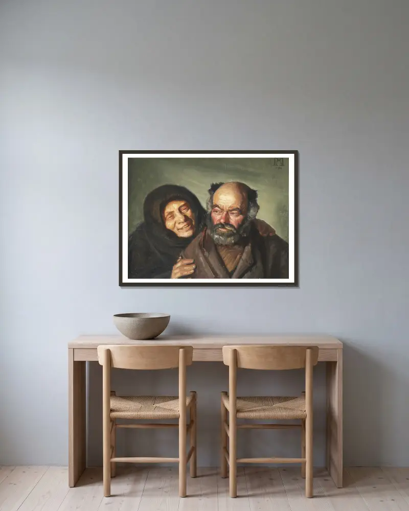 Bonatzi og glade Elsie av Michael Ancher inramad på en vägg
