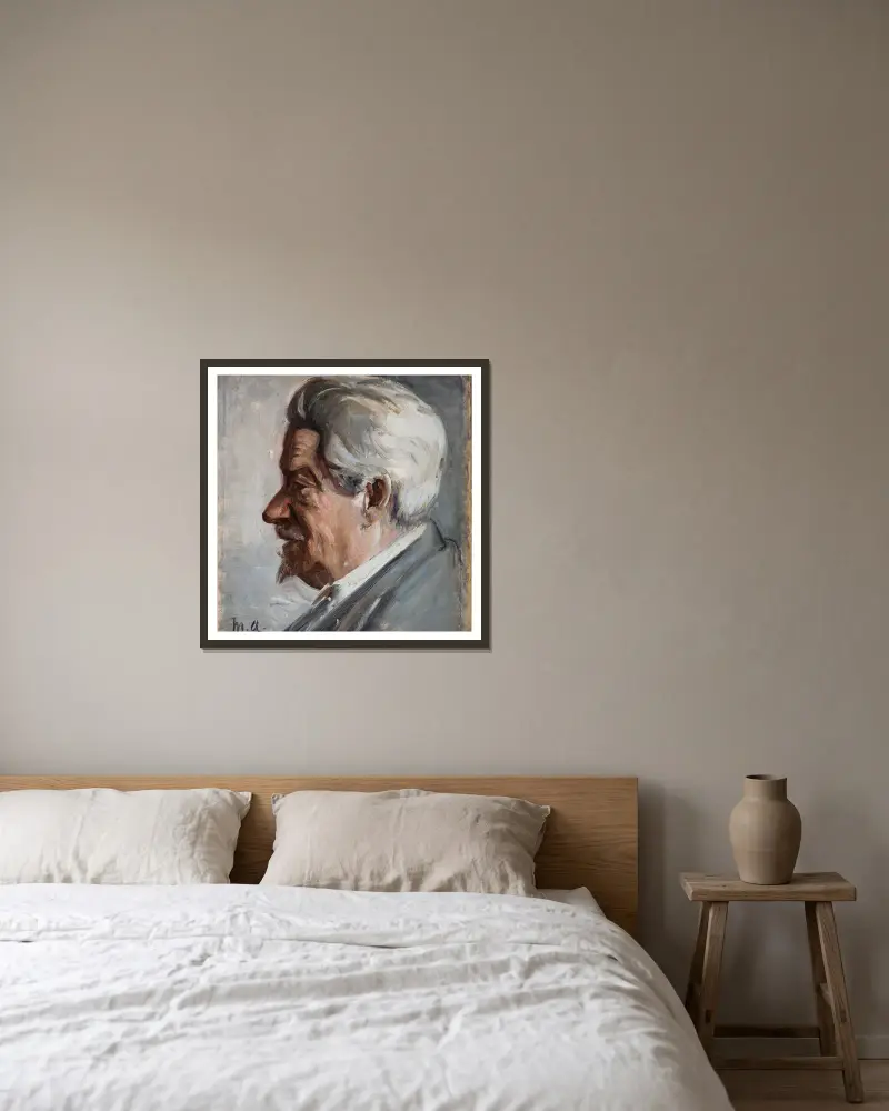 Georg Brandes av Michael Ancher inramad på en vägg