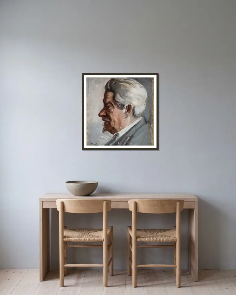 Georg Brandes av Michael Ancher inramad på en vägg