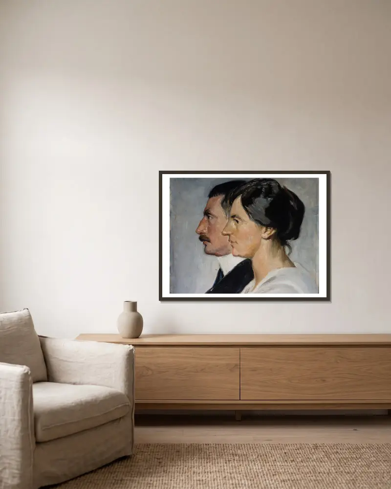Kung Christian X och drottning Alexandrine av Danmark av Michael Ancher inramad på en vägg