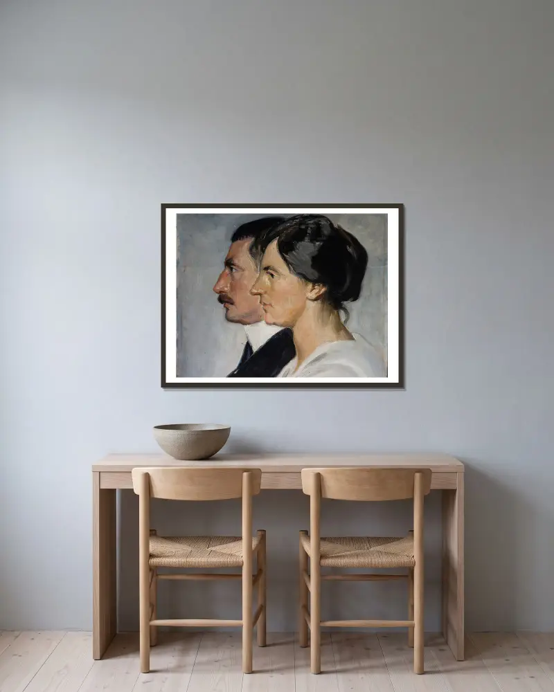 Kung Christian X och drottning Alexandrine av Danmark av Michael Ancher inramad på en vägg