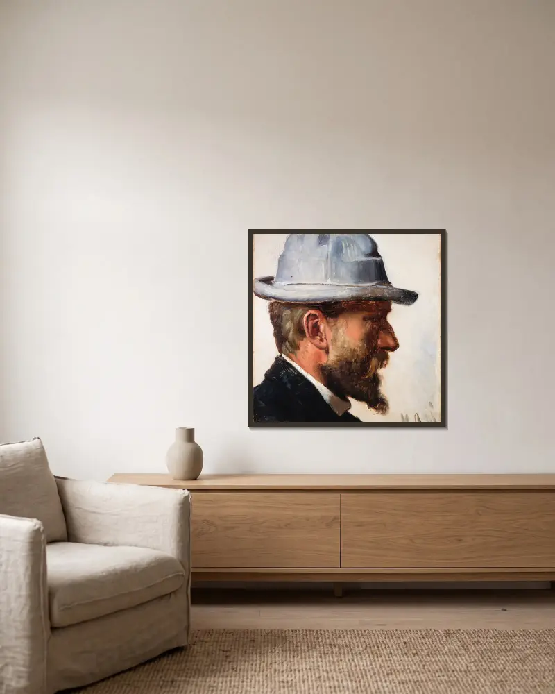 Niels Pedersen Mols av Michael Ancher inramad på en vägg