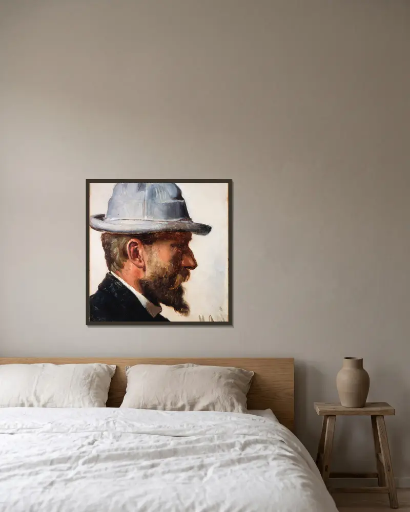 Niels Pedersen Mols av Michael Ancher inramad på en vägg