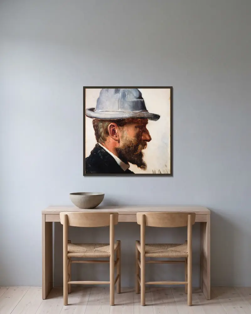 Niels Pedersen Mols av Michael Ancher inramad på en vägg