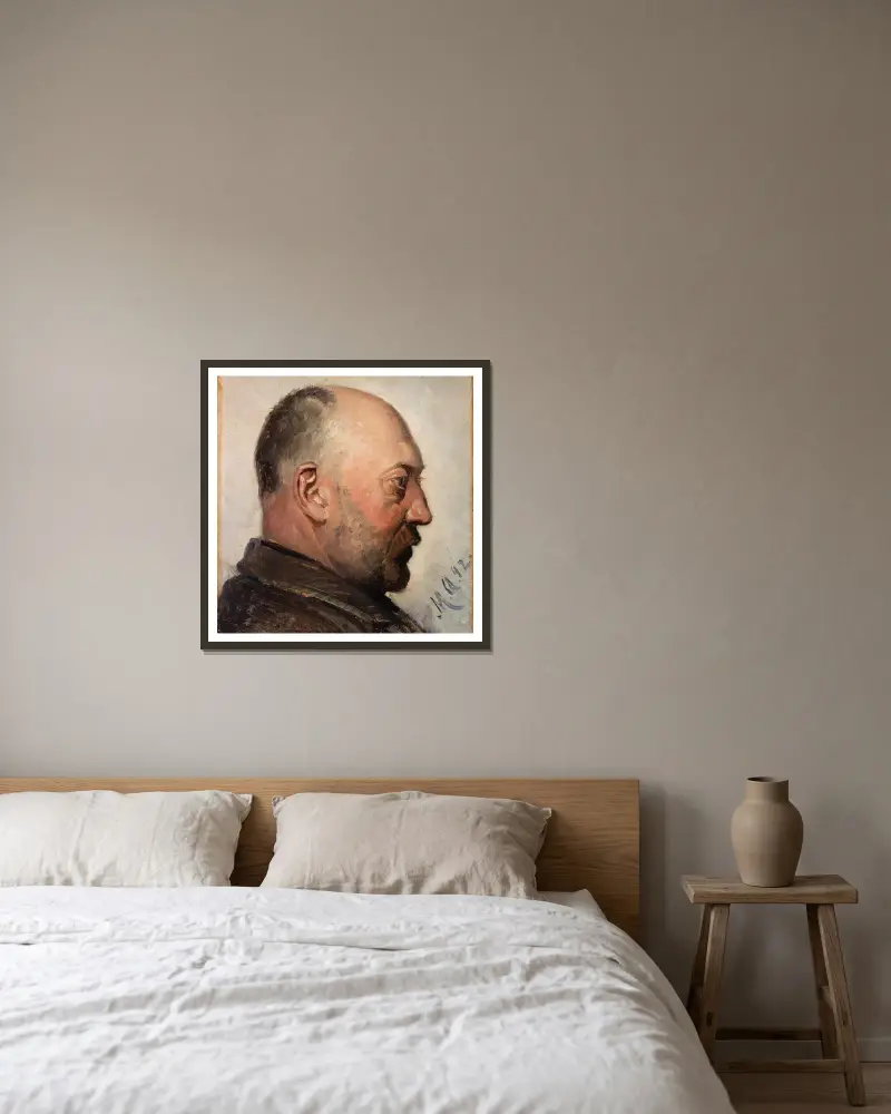 Thorvald Bindesbøll av Michael Ancher inramad på en vägg