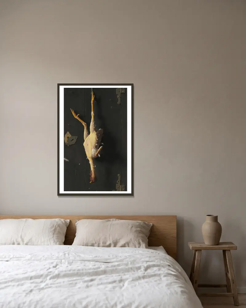Für das Sonntagsessen von William Michael Harnett gerahmt an einer Wand