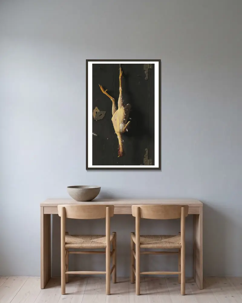 Für das Sonntagsessen von William Michael Harnett gerahmt an einer Wand