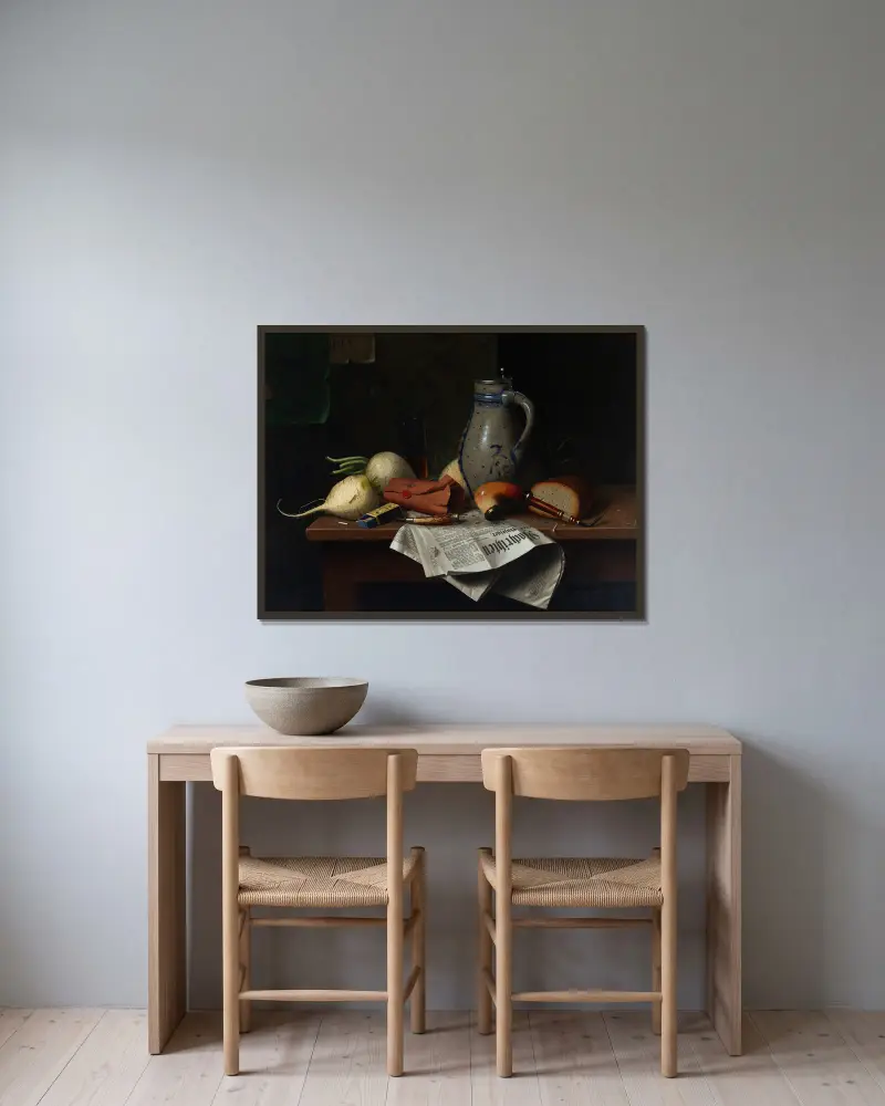 Monachijska martwa natura, William Michael Harnett w ramie na ścianie