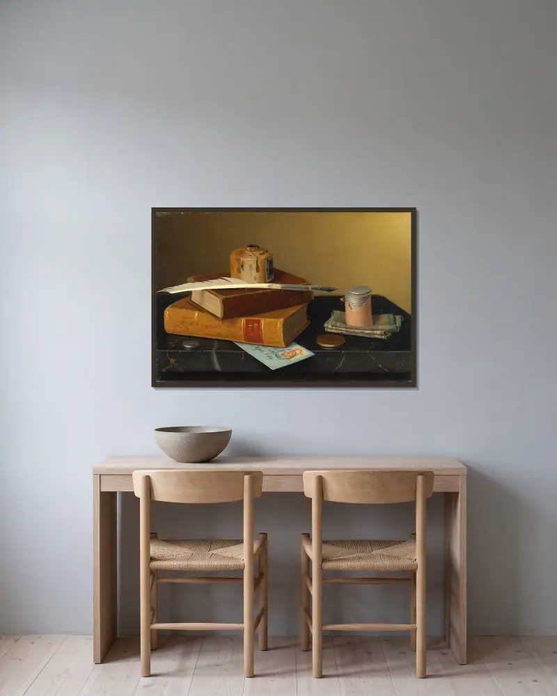 Stół bankiera, William Michael Harnett w ramie na ścianie