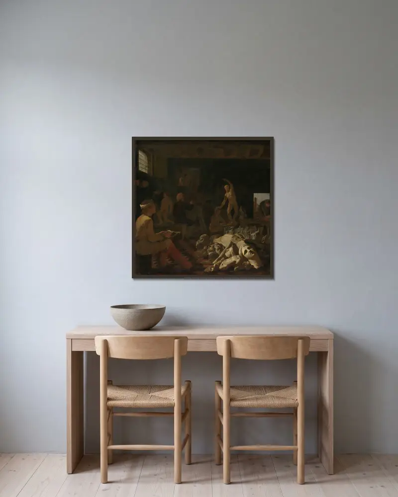 Das Atelier eines Malers von Michael Sweerts gerahmt an einer Wand