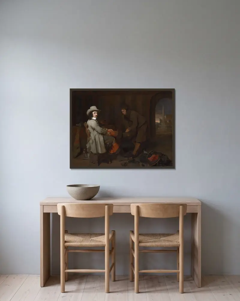 Anthonij de Bordes und sein Diener von Michael Sweerts gerahmt an einer Wand