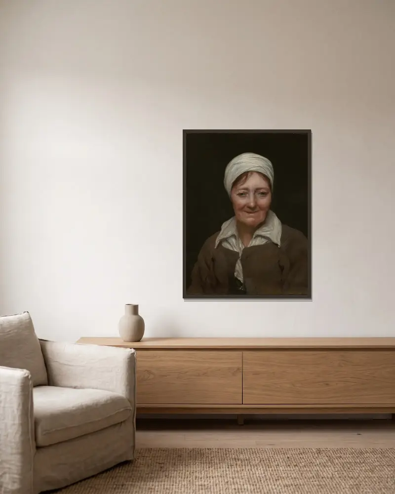 Huvud av en kvinna av Michael Sweerts inramad på en vägg