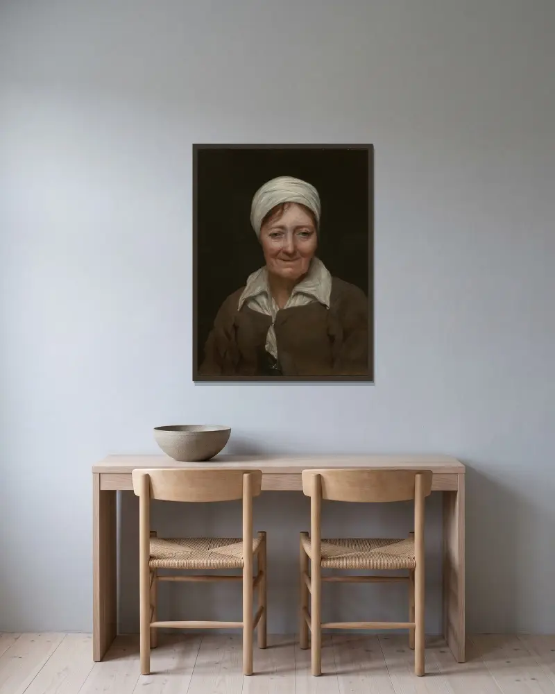 Huvud av en kvinna av Michael Sweerts inramad på en vägg