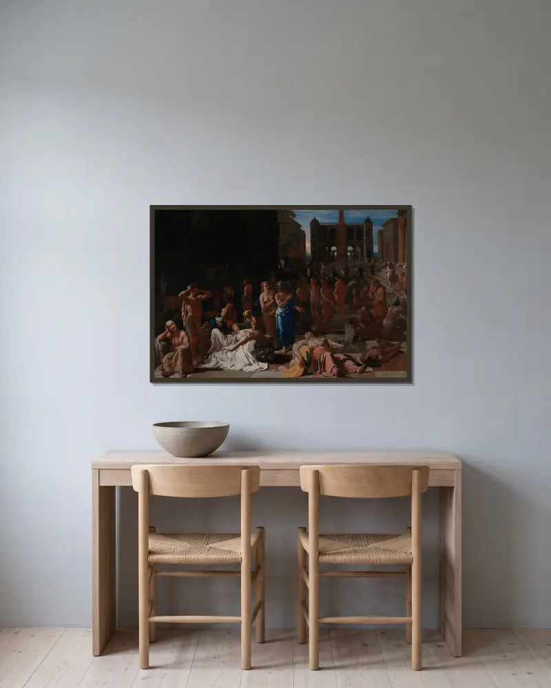 Plague in an Ancient City av Michael Sweerts inramad på en vägg