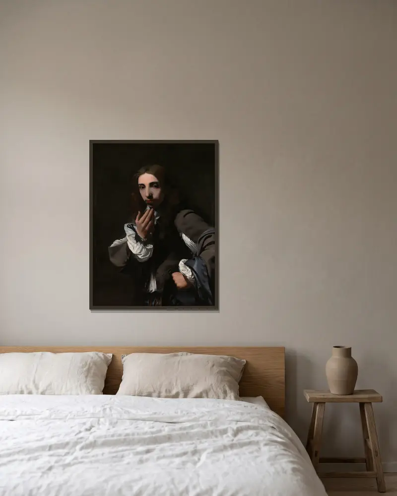 Porträtt av Joseph Deutz av Michael Sweerts inramad på en vägg