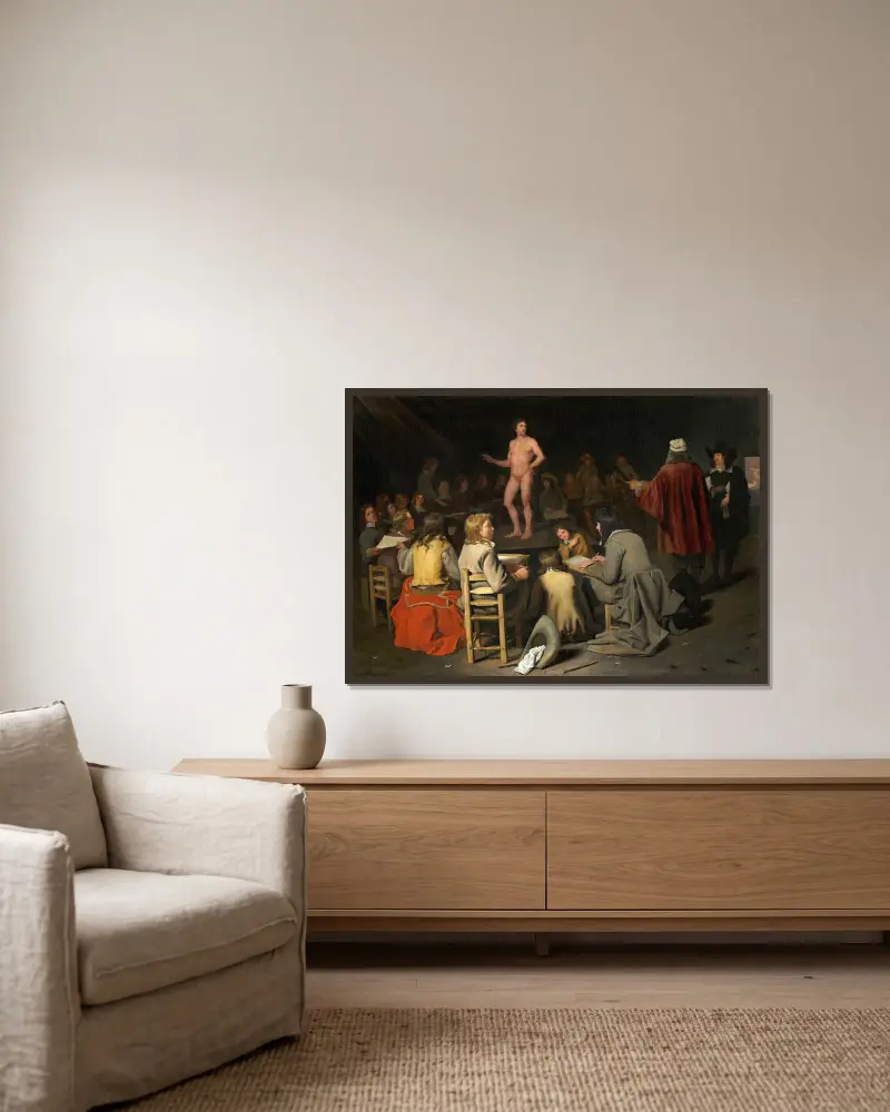 The Drawing Class av Michael Sweerts inramad på en vägg