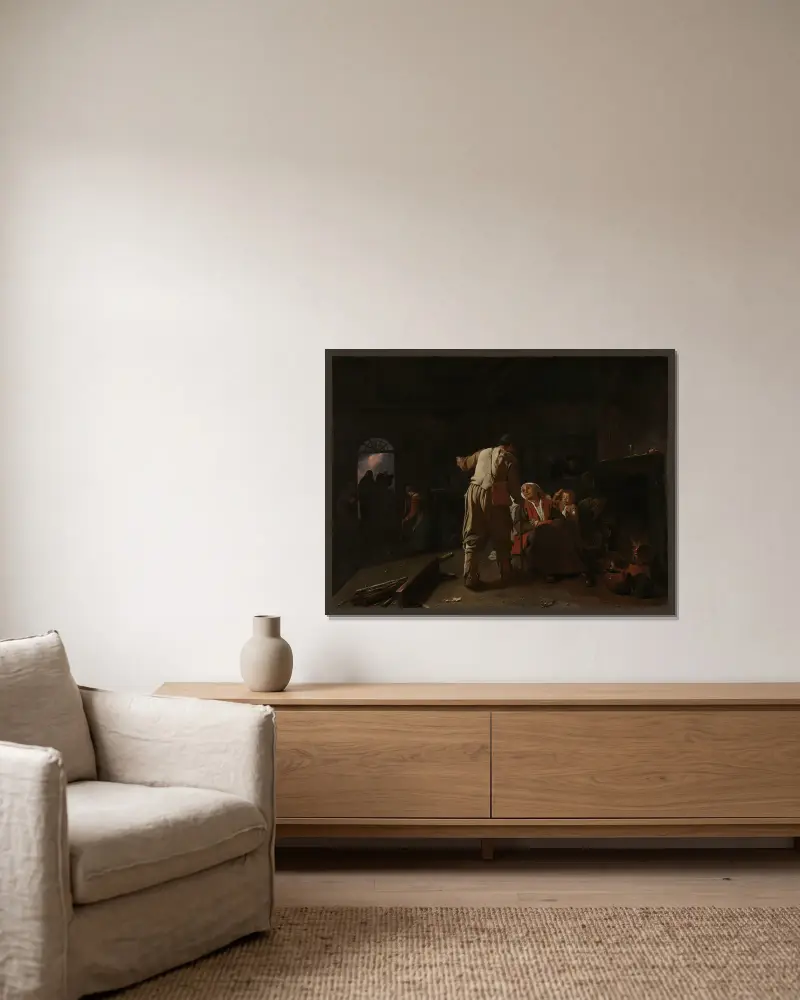 Visiting the Sick av Michael Sweerts inramad på en vägg