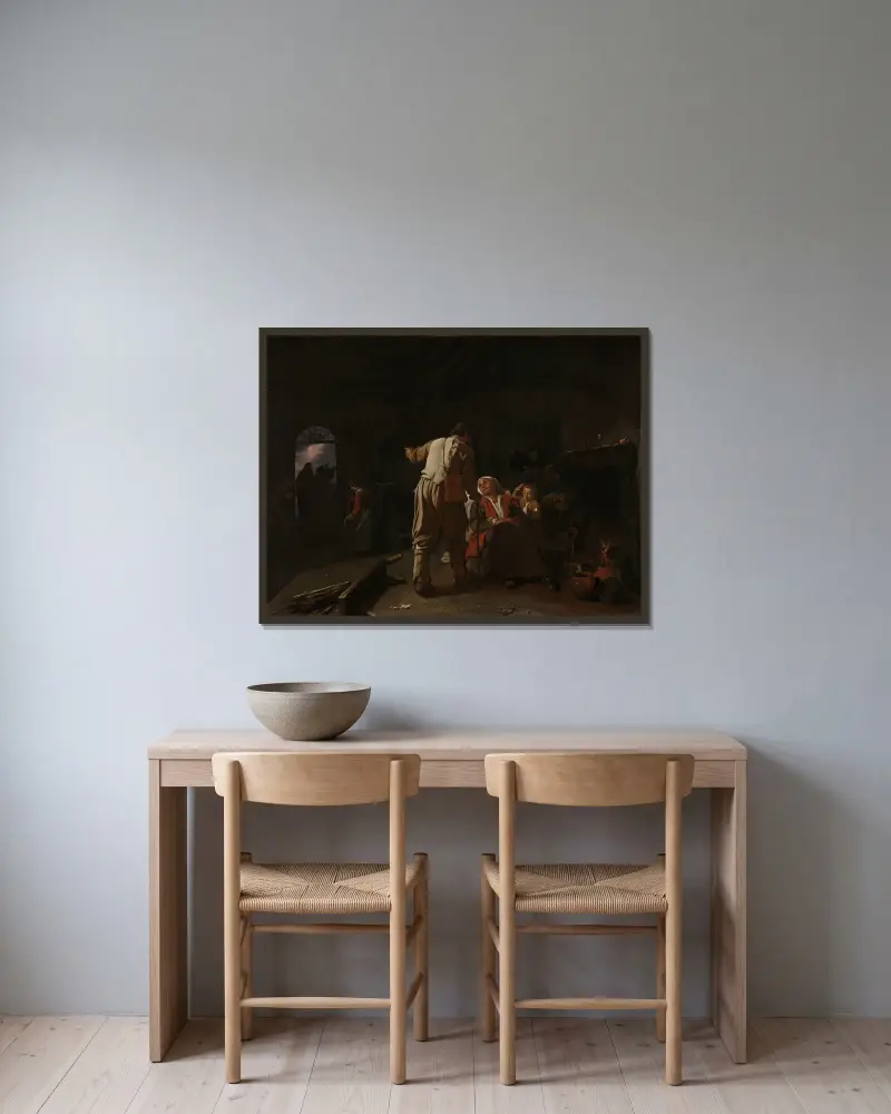 Visiting the Sick av Michael Sweerts inramad på en vägg