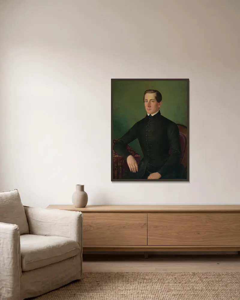Porträtt av en man, 1849 av Peter Michal Bohúň inramad på en vägg