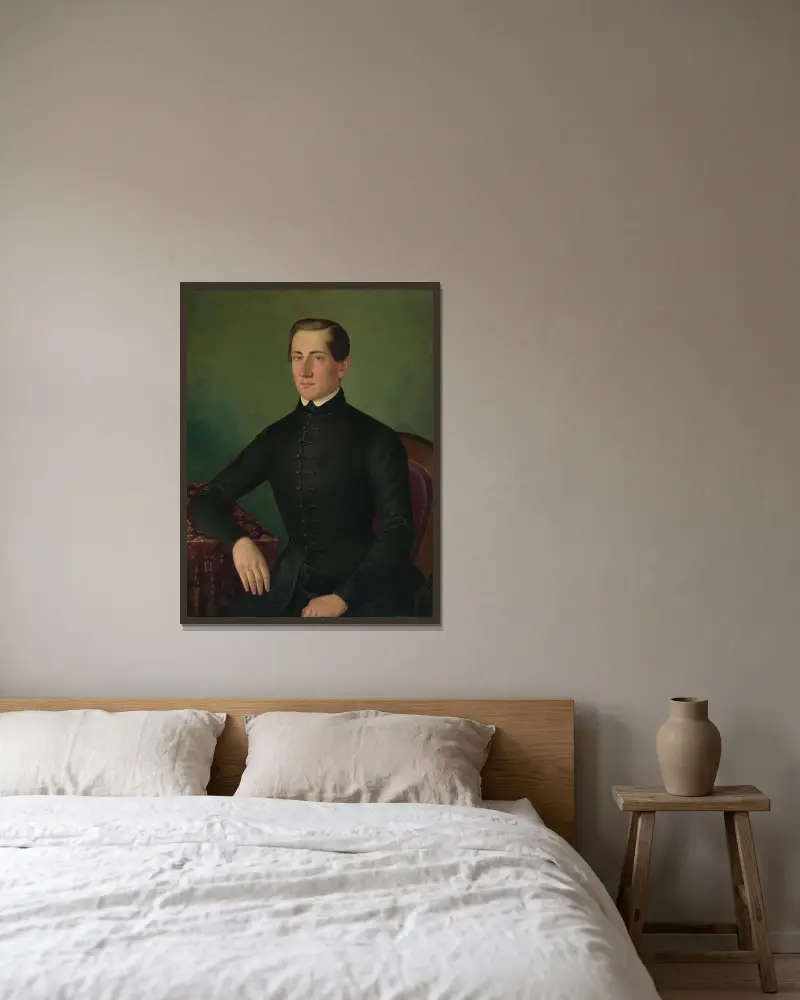 Porträtt av en man, 1849 av Peter Michal Bohúň inramad på en vägg