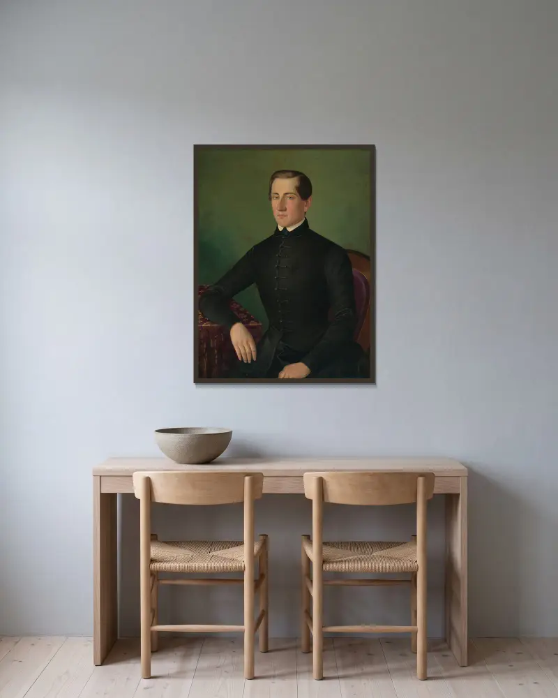 Porträtt av en man, 1849 av Peter Michal Bohúň inramad på en vägg