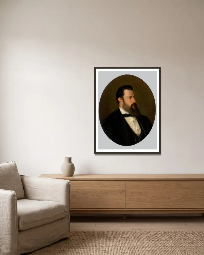 Porträtt av en man, 1870 av Peter Michal Bohúň inramad på en vägg