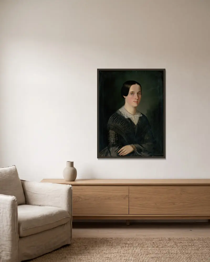 Porträt der Terézia Droppová (geborene Klenkayová) von Peter Michal Bohúň gerahmt an einer Wand