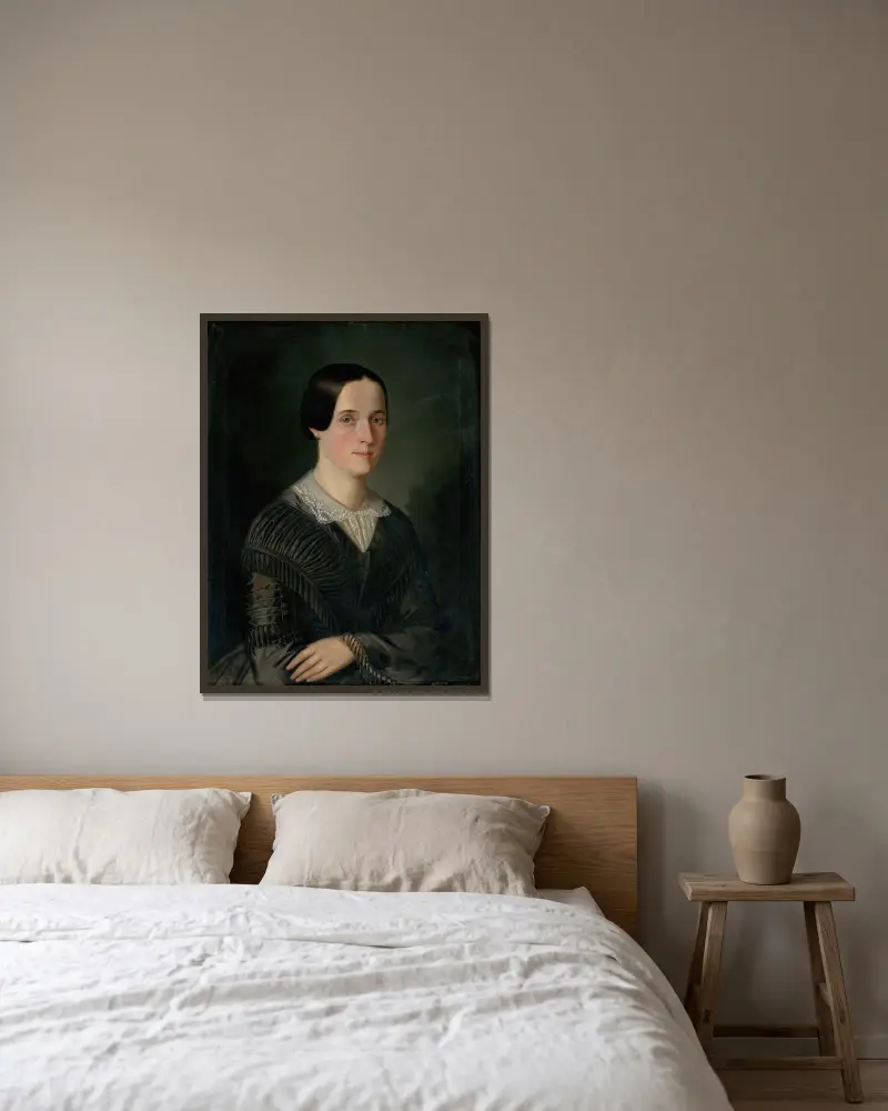 Porträt der Terézia Droppová (geborene Klenkayová) von Peter Michal Bohúň gerahmt an einer Wand