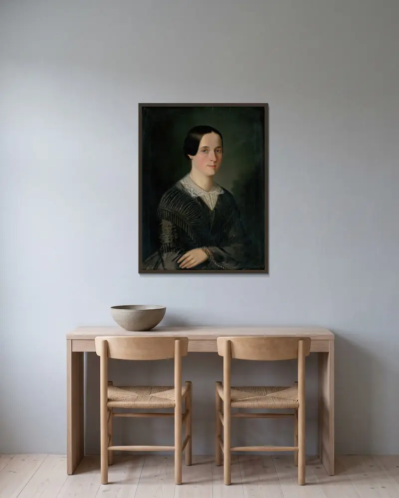 Porträt der Terézia Droppová (geborene Klenkayová) von Peter Michal Bohúň gerahmt an einer Wand