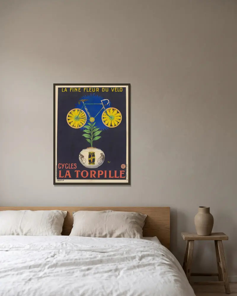 La fine fleur du vélo. Cycles La Torpille von Mich (Michel Liebeaux) gerahmt an einer Wand