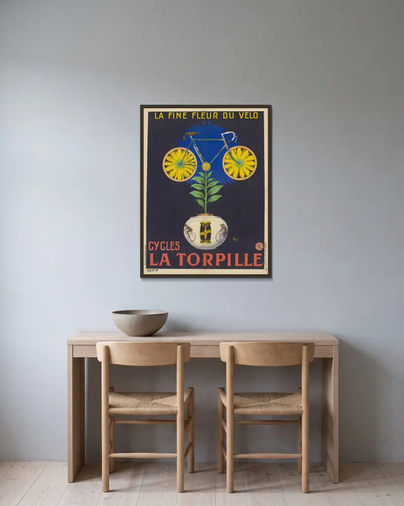 La fine fleur du vélo. Cycles La Torpille von Mich (Michel Liebeaux) gerahmt an einer Wand