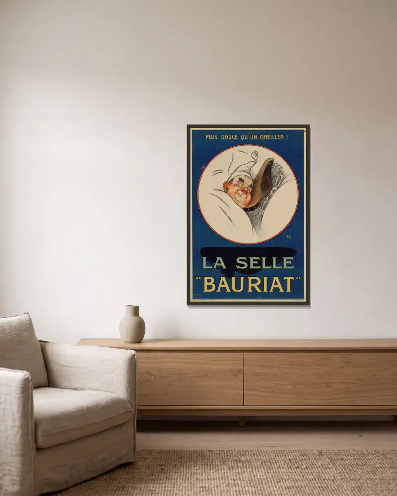 La selle Bauriat av Mich (Michel Liebeaux) inramad på en vägg
