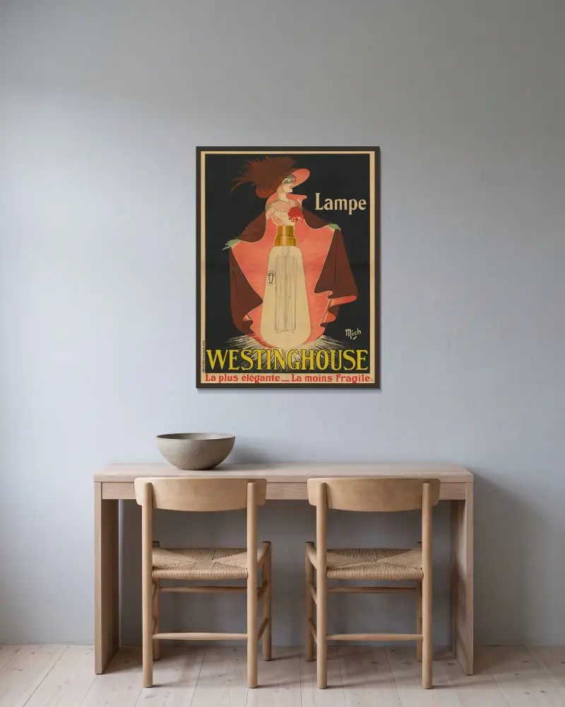 Westinghouse-Lampe, die eleganteste, die am wenigsten zerbrechliche von Mich (Michel Liebeaux) gerahmt an einer Wand