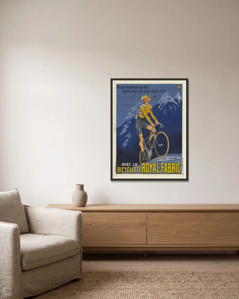 Vart skulle jag inte klättra, säger alla vägarnas kungar. Med cykeln Royal-Fabric av Mich (Michel Liebeaux) inramad på en vägg