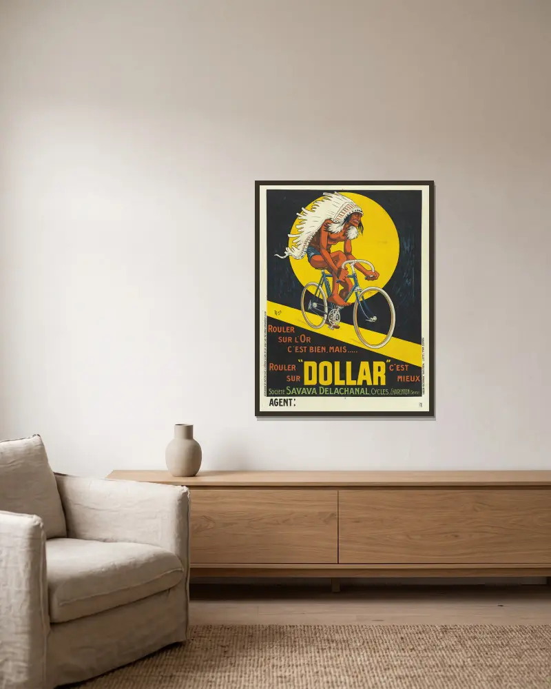 Auf Gold zu rollen ist gut, aber auf Dollar zu rollen ist besser von Mich (Michel Liebeaux) gerahmt an einer Wand