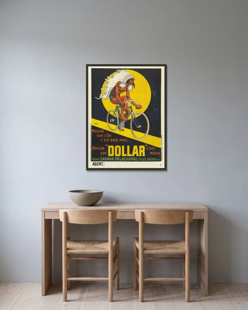 Auf Gold zu rollen ist gut, aber auf Dollar zu rollen ist besser von Mich (Michel Liebeaux) gerahmt an einer Wand