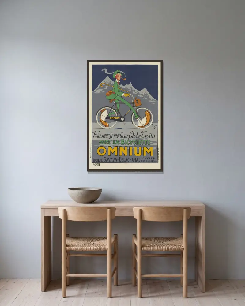Vous serez le meilleur Globe Trotter avec la bicyclette Omnium av Mich (Michel Liebeaux) inramad på en vägg