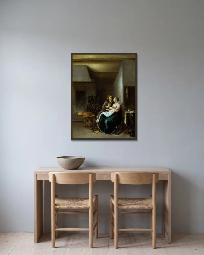 A Couple in an Interior av Jan Miense Molenaer inramad på en vägg