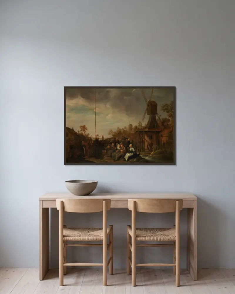 Wettbewerb im Bogenschießen von Jan Miense Molenaer gerahmt an einer Wand