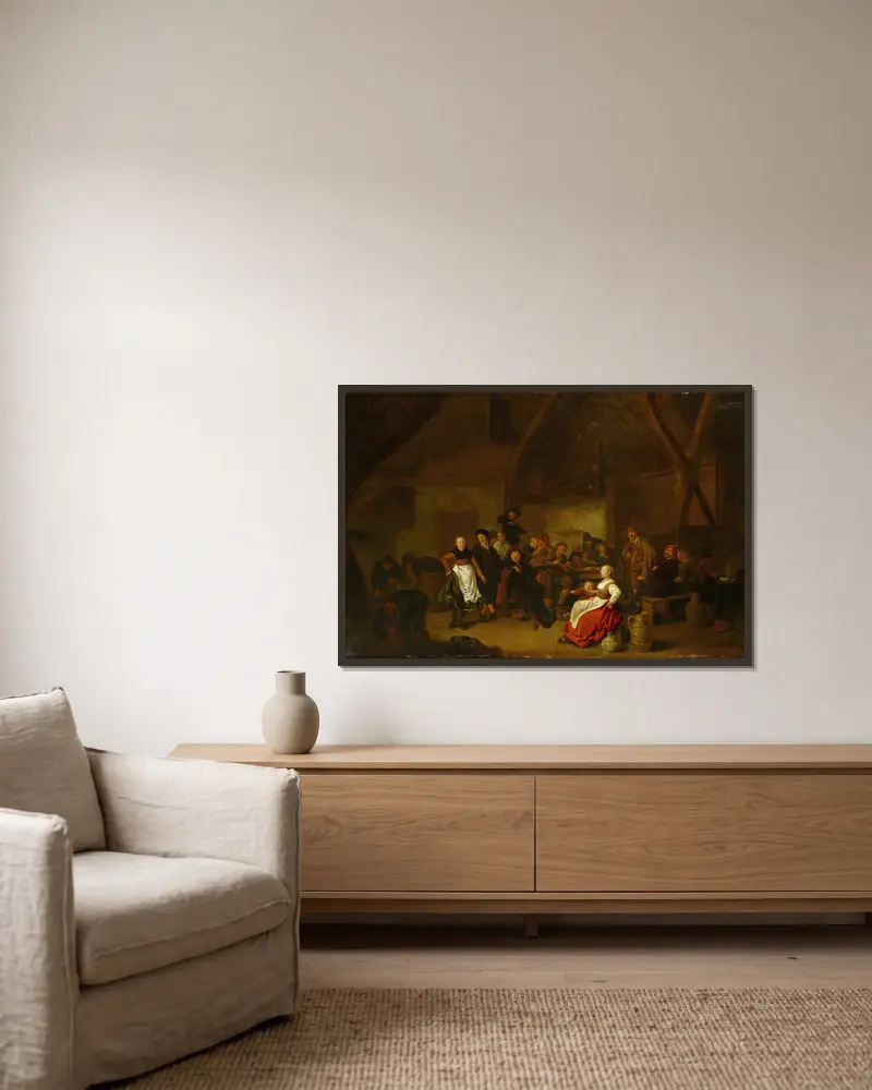 Krogscen von Jan Miense Molenaer gerahmt an einer Wand
