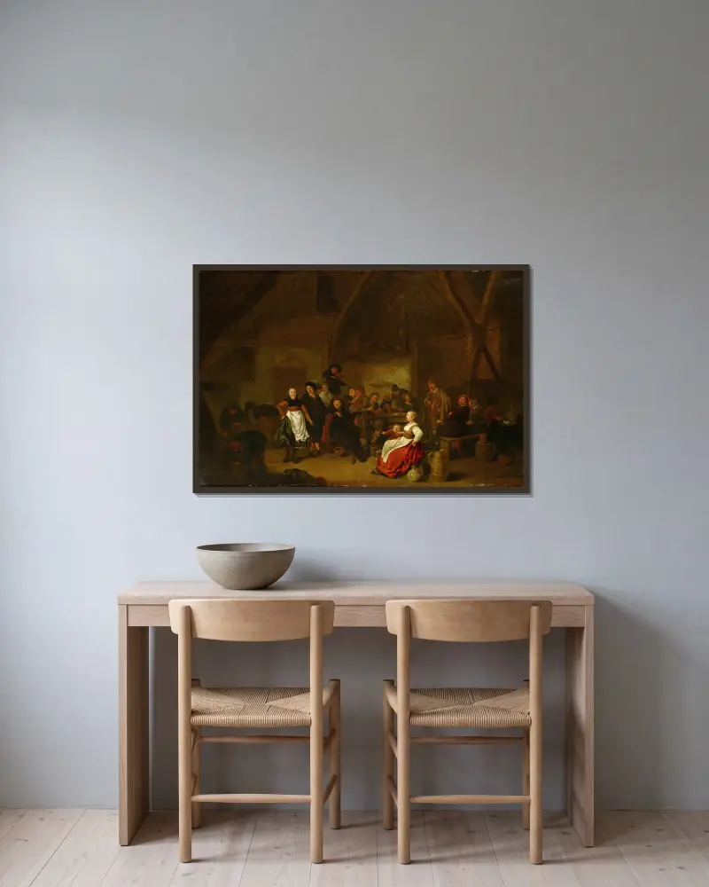 Krogscen von Jan Miense Molenaer gerahmt an einer Wand