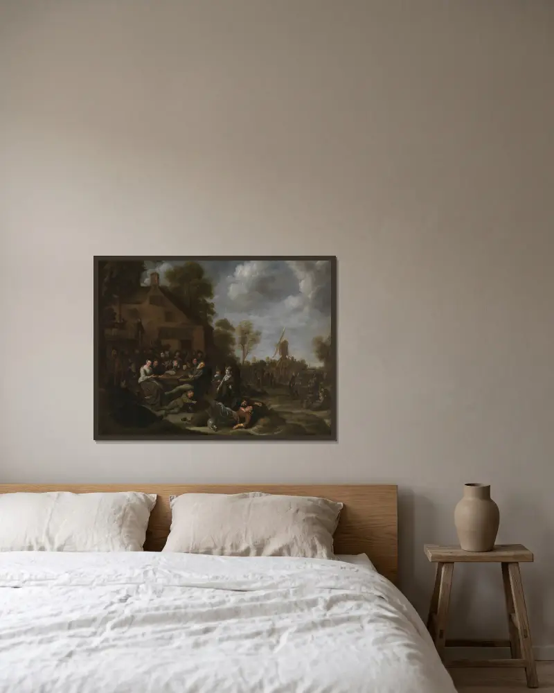 Vesnická hostina, Jan Miense Molenaer v rámu na stěně