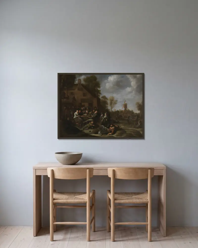 Vesnická hostina, Jan Miense Molenaer v rámu na stěně