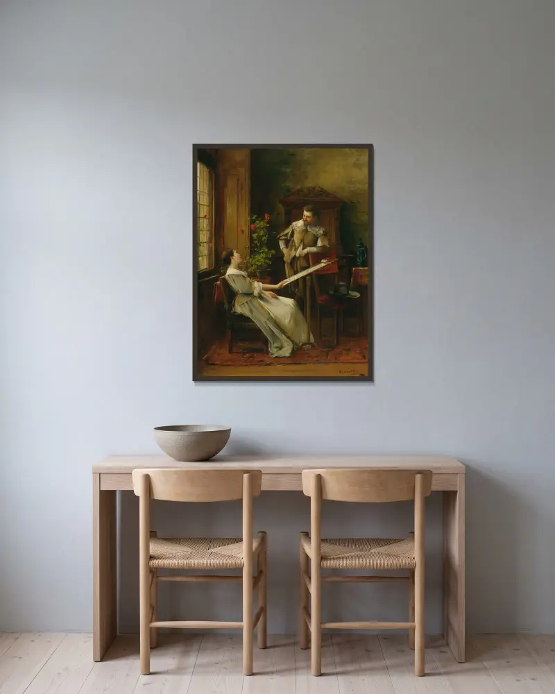 Flirt (La Broderie), Mihály Munkácsy v rámu na stěně