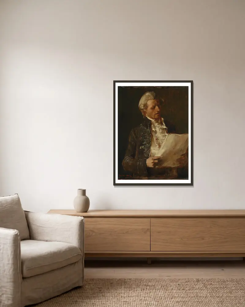Śpiewak (studium do obrazu „Umierający Mozart”), Mihály Munkácsy w ramie na ścianie