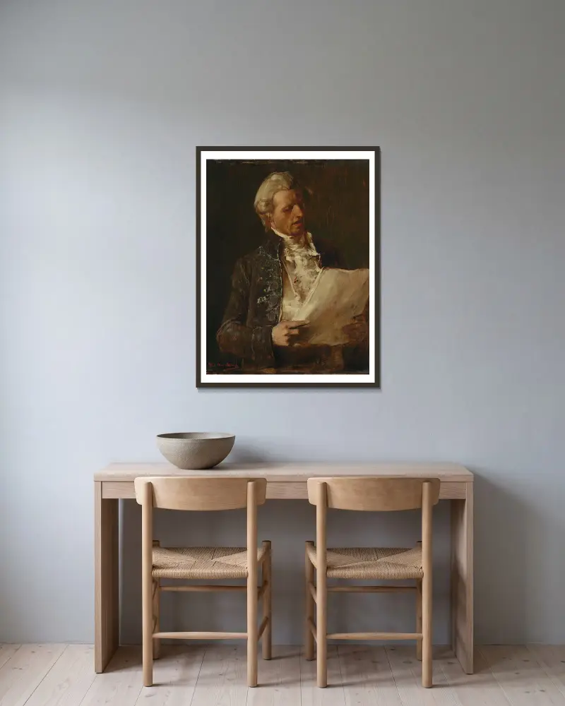 Śpiewak (studium do obrazu „Umierający Mozart”), Mihály Munkácsy w ramie na ścianie