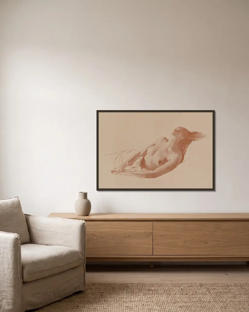 Aktstudie, Nr. 2 von Mihály Zichy gerahmt an einer Wand