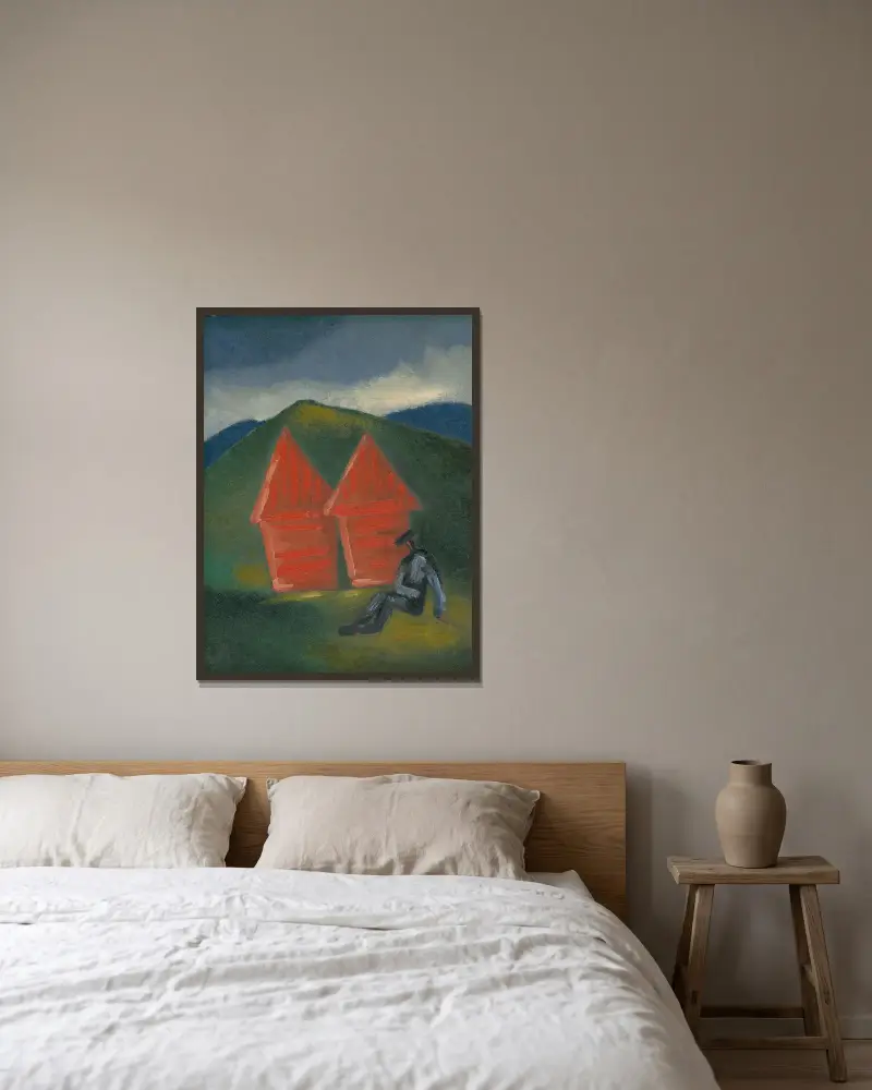 Hay Barns av Mikuláš Galanda inramad på en vägg